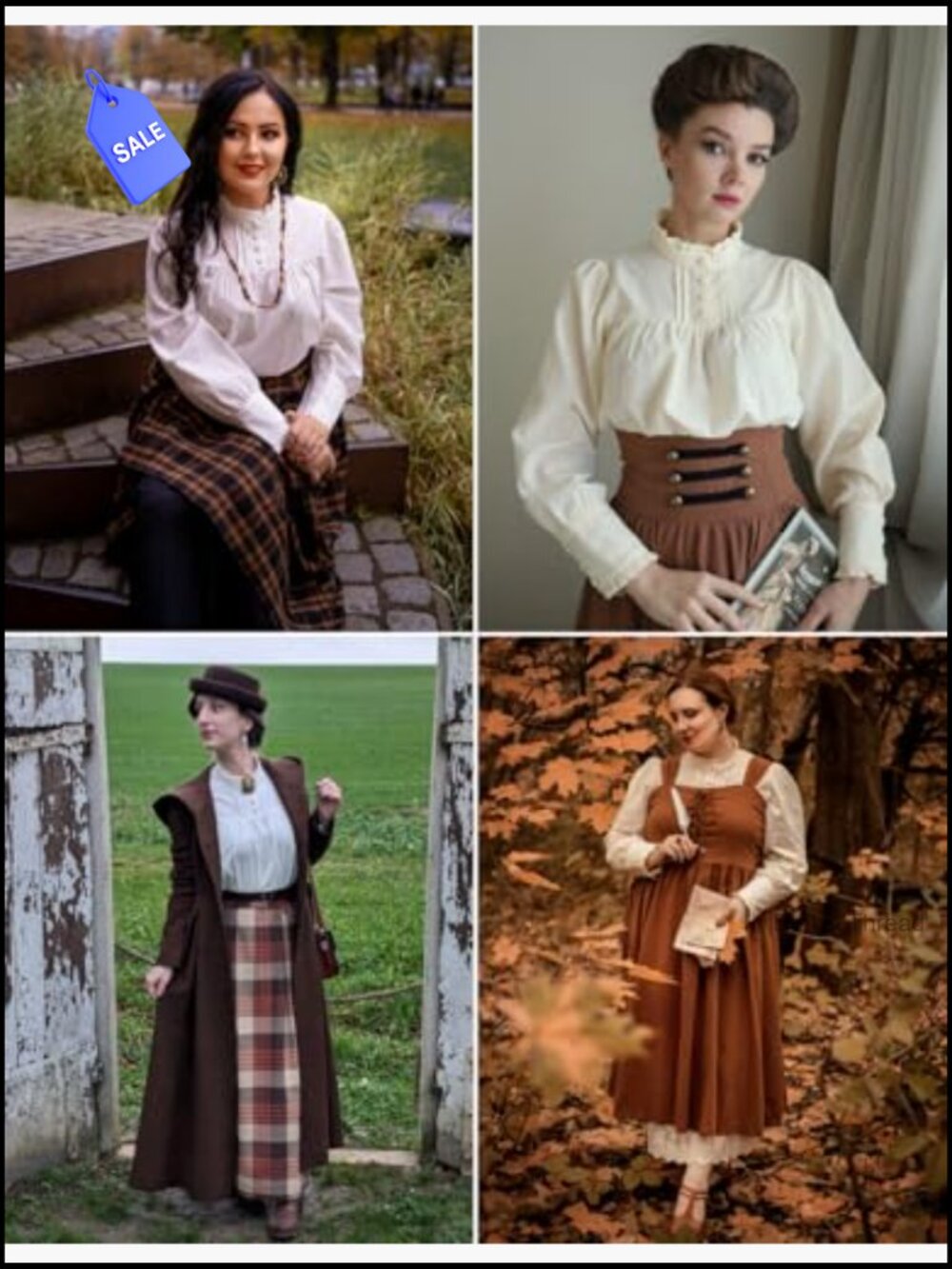 Gothic Victorian Blouse - Long Sleeve Ruffle Collar Renaissance Shirt - Picture 5 of 7